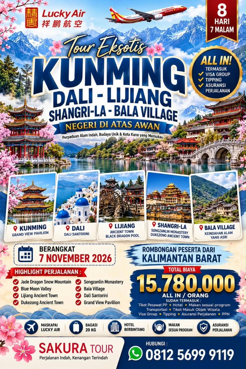 Tour Eksotis Kunming - Dali - Lijiang - Shangri-La - Balagezong